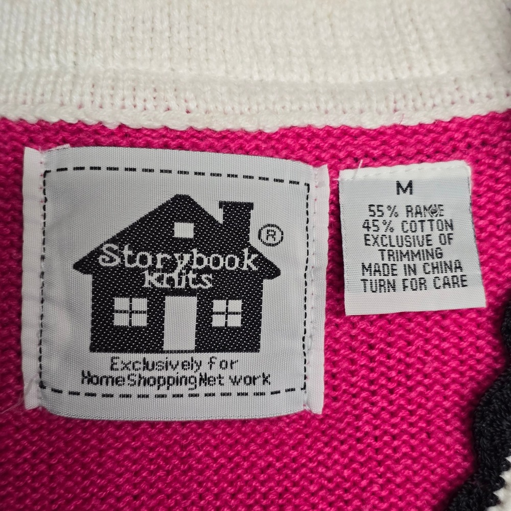 Storybook Knits Passionate Heart Cardigan Womens M Pink Embroidered Grandmacore - Picture 6 of 14